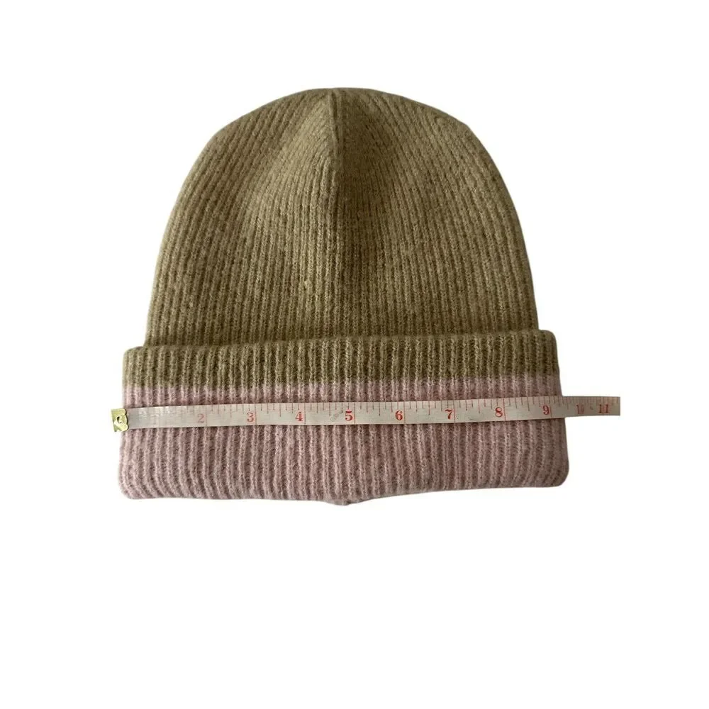 Anthropologie Maeve Beanie Hat One Size‎ Pink Beige Winter Warm Knit Skater